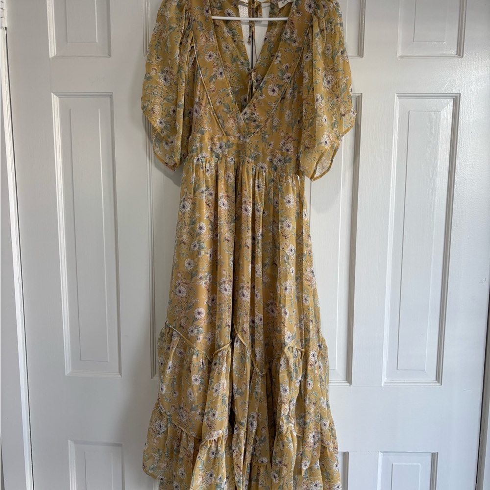 Storia Yellow Floral Boho Maxi Dress